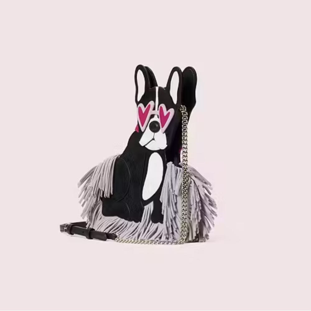 Kate Spade Francois French Bulldog Heart Sunglasses Crossbody Bag Chain Purse - Picture 5 of 7